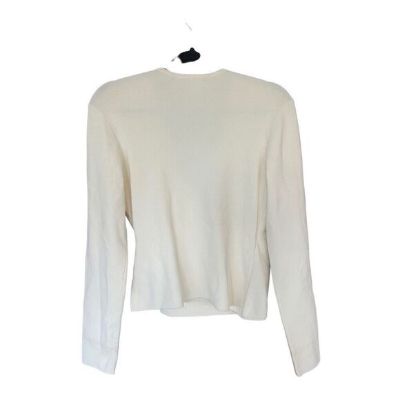 Lilllie Rubin Womens Cream V-Neck Long Sleeve Ribbed Wrap Top Size Large - Picture 9 of 9